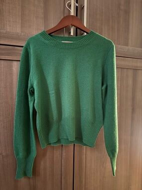 J. Crew Women’s Cashmere Cropped Crewneck Sweater, Green, Size S